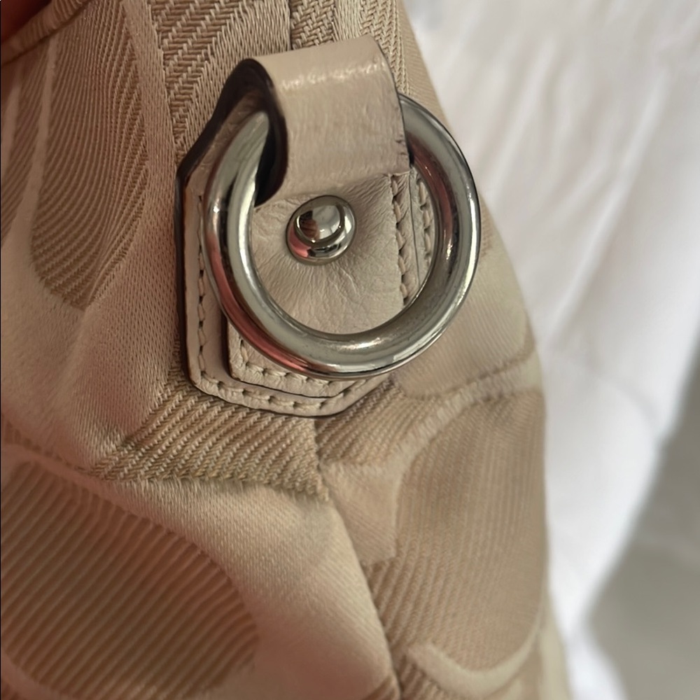 Coach Cream Tote Bag with Leather Trim - Picture 14 of 16